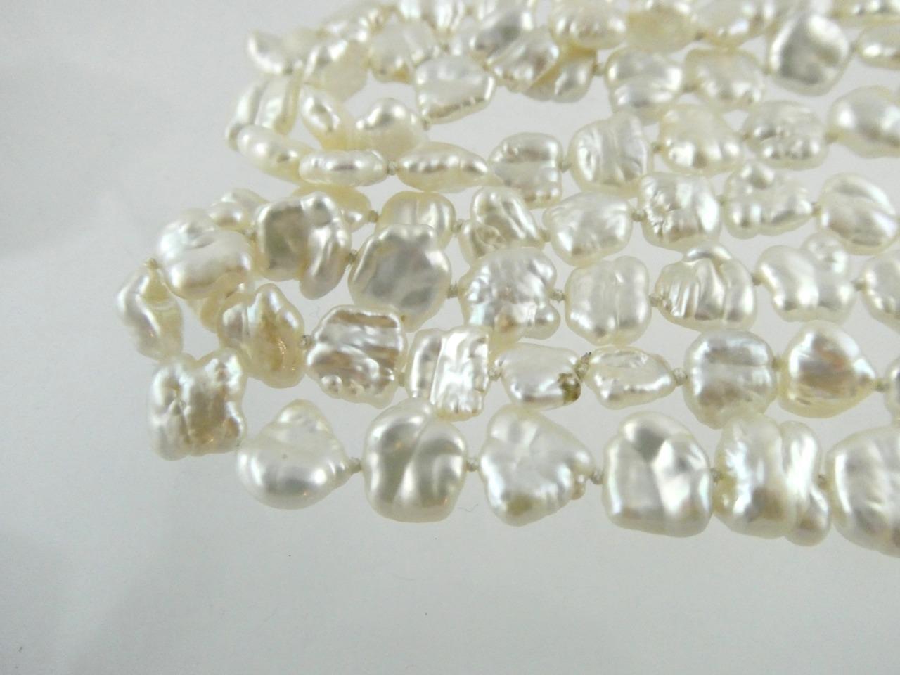 Vintage Hand Knotted Baroque Shape Freshwater Pearl Necklace No Clasp