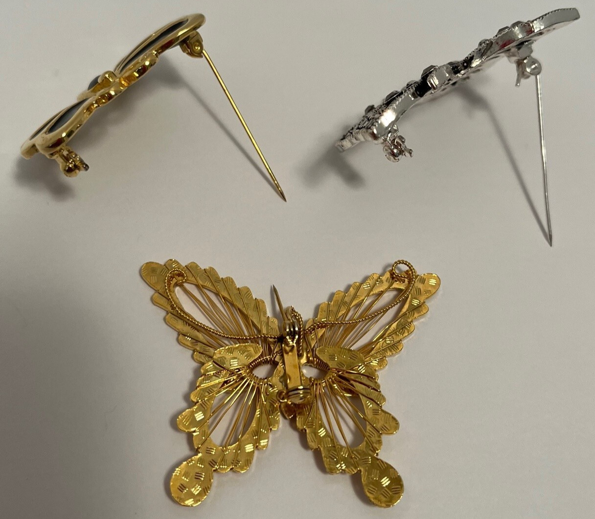 Butterfly Costume Jewelry Enamel Rhinestones Brooches Qty 8 Excellent