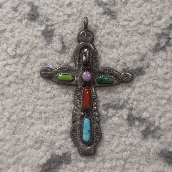 Cecilia Iule Multi Stone Cross Pendant
