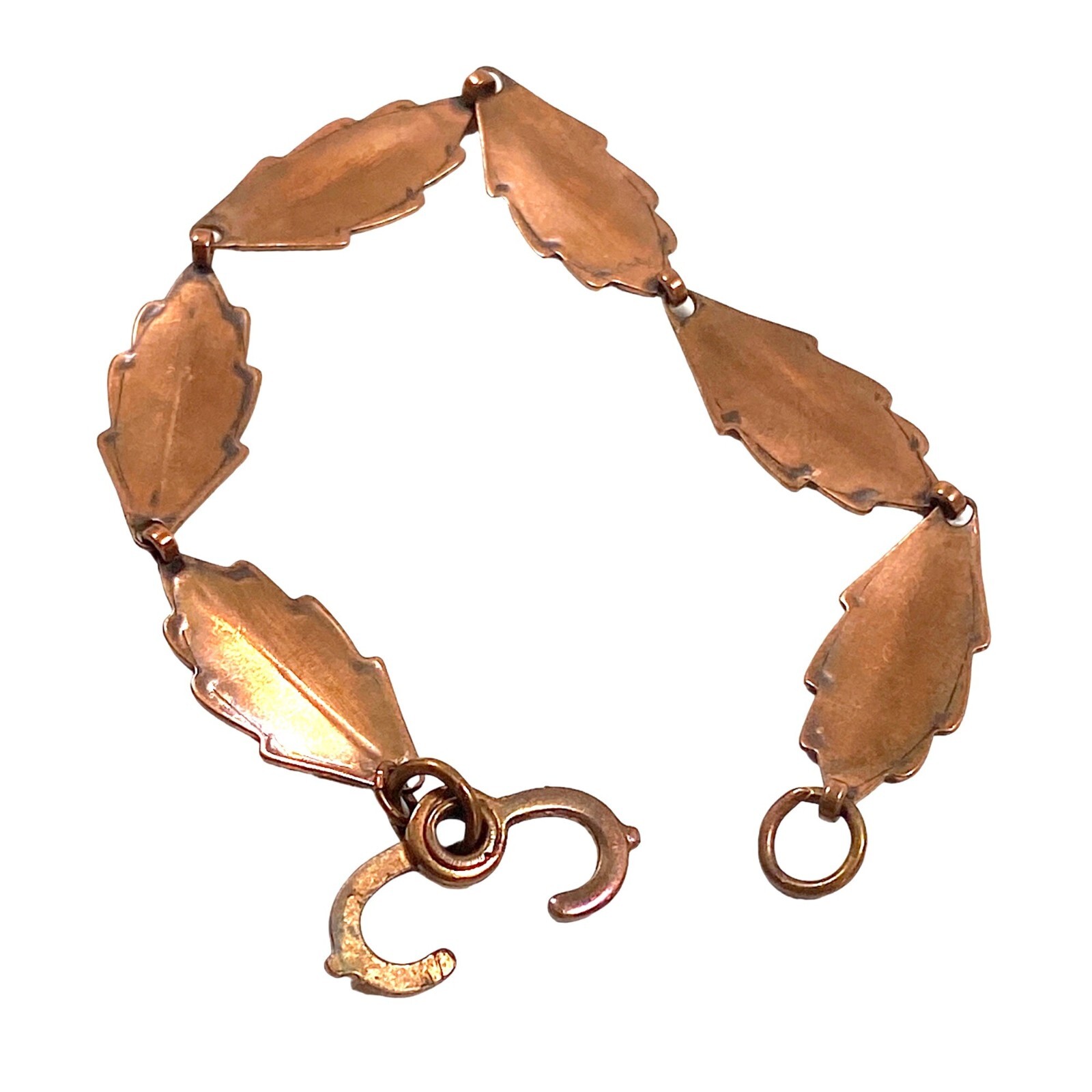 Vintage Copper Bracelet 8” Western Oak Leaf Link Bohemian Indie Cowgirl Gift