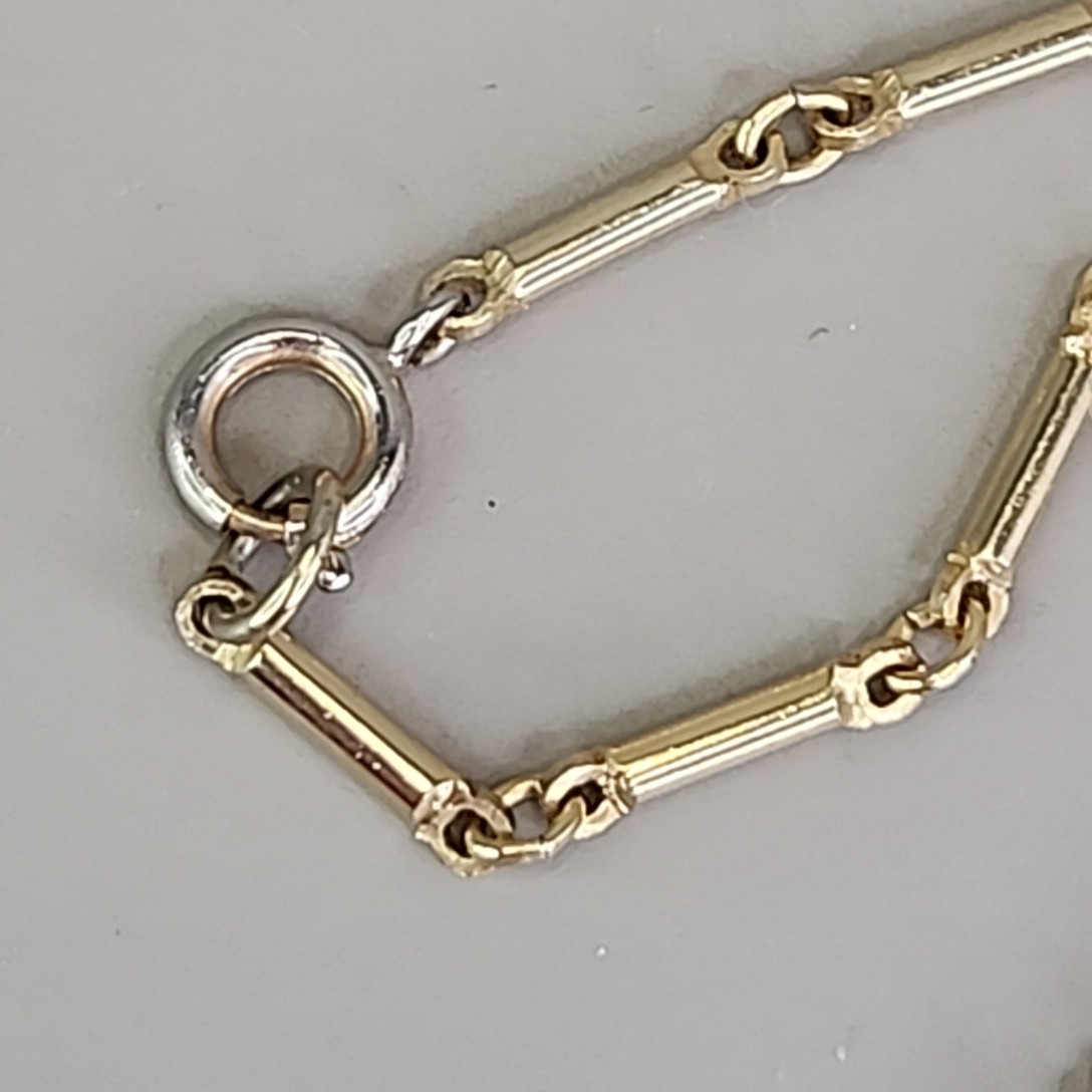 Vintage Rhinestone Ball Necklace Gold Tone Bar Link Chain 19″
