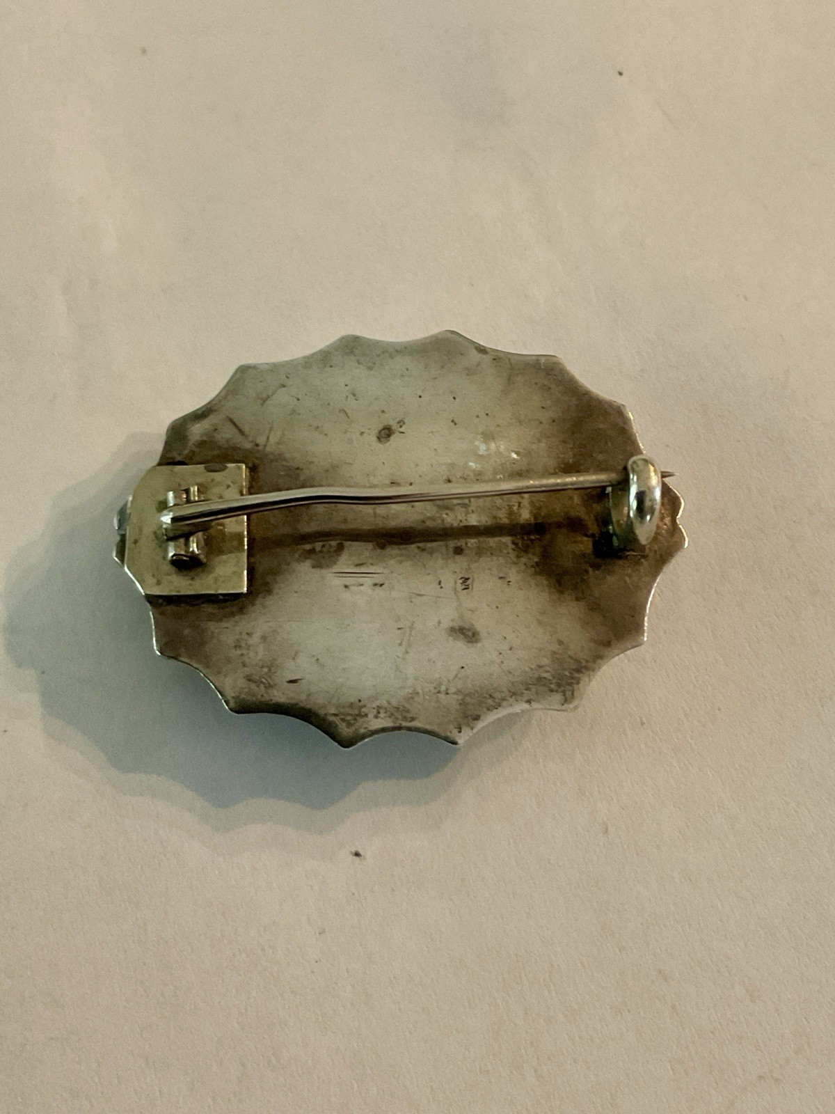 Antique Sterling Silver and Grey Agate Stone Scottish Pin 9.64 Grams