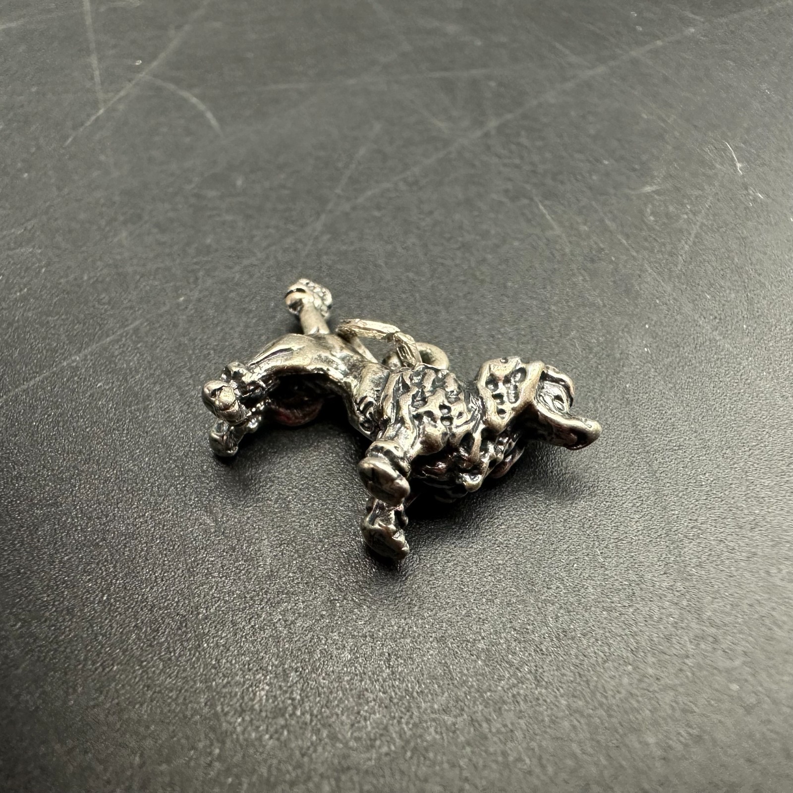 VINTAGE STERLING SILVER 3D POODLE DOG CHARM 1 cm x 2.5 cm