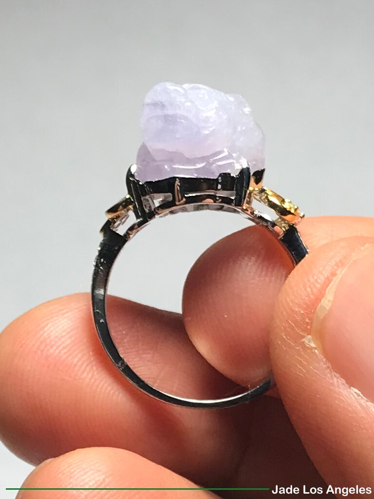Toad Lavender Jadeite Jade 18K White/Yellow Gold Diamond Ring Size:6.25 – 6.5
