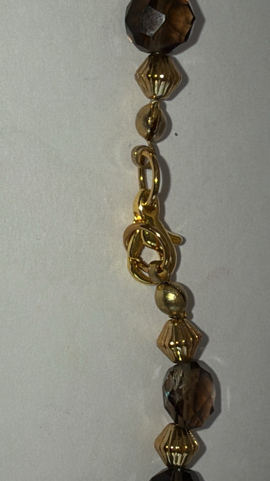 Faceted Glass Bead Necklace Flapper Bronze Tone 16.5″ L