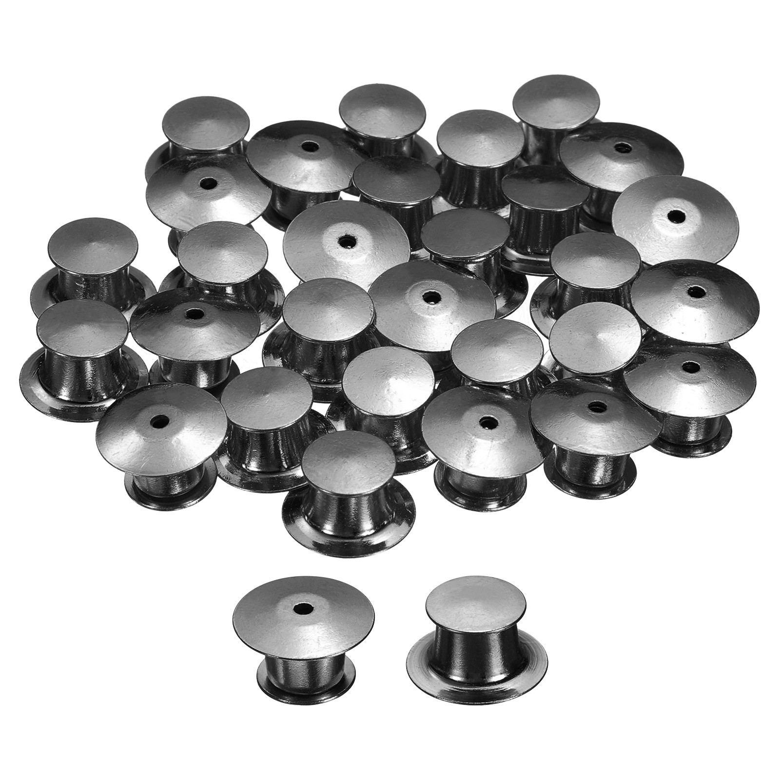 40Pcs Metal Locking Pin Backs, Pin Keepers Locking Clasp, Metallic Black