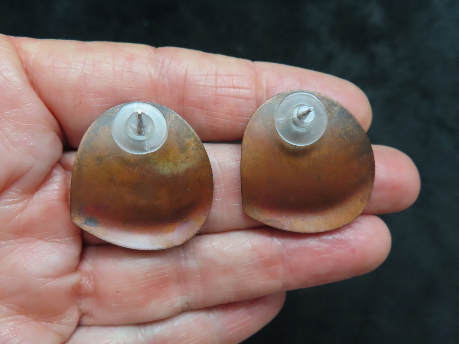 Vintage 1980’s Metal Copper Tone Pierced Earrings