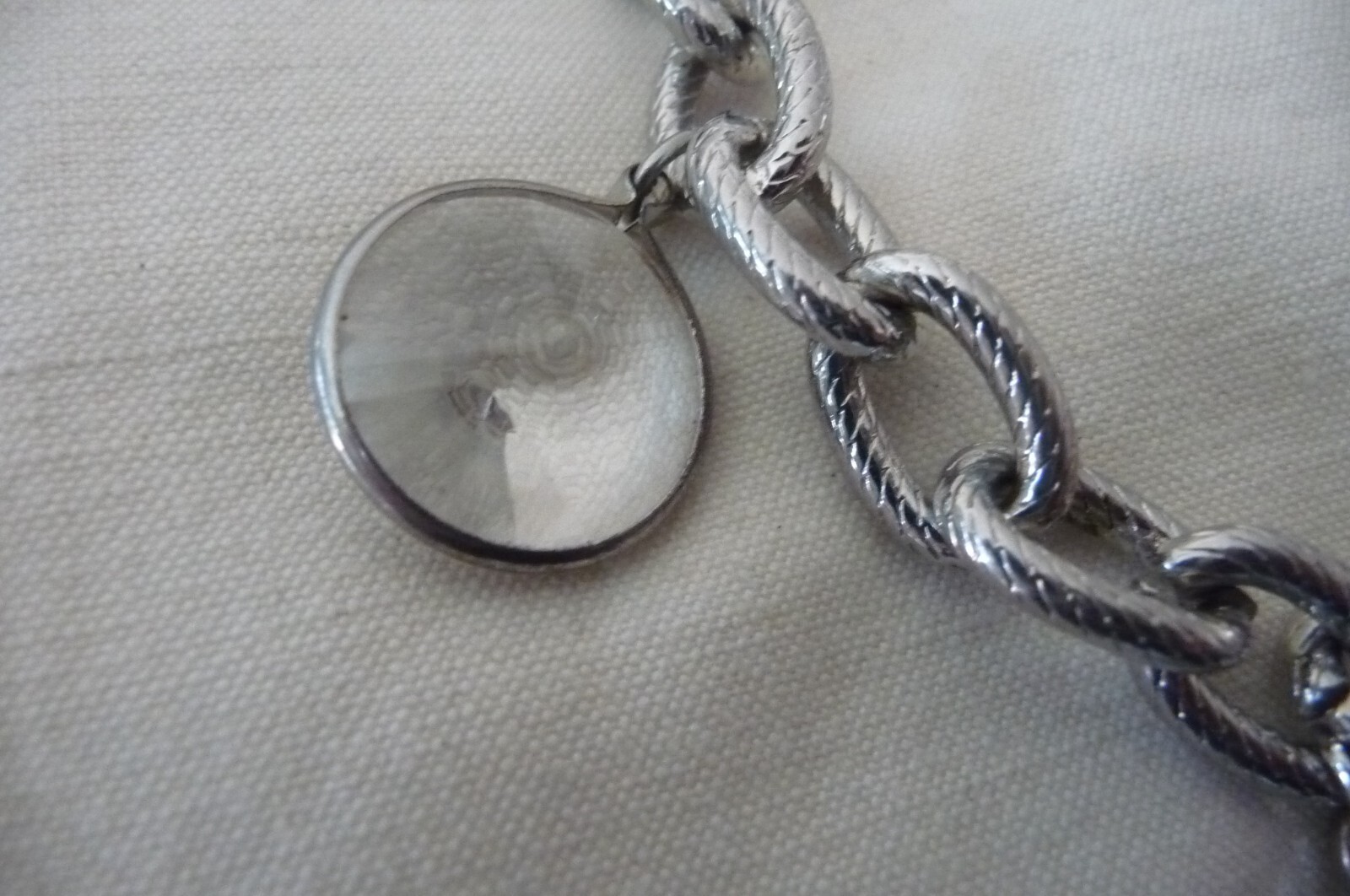 #619A vtg CHARM BRACELET By GWEN SILVER TONE