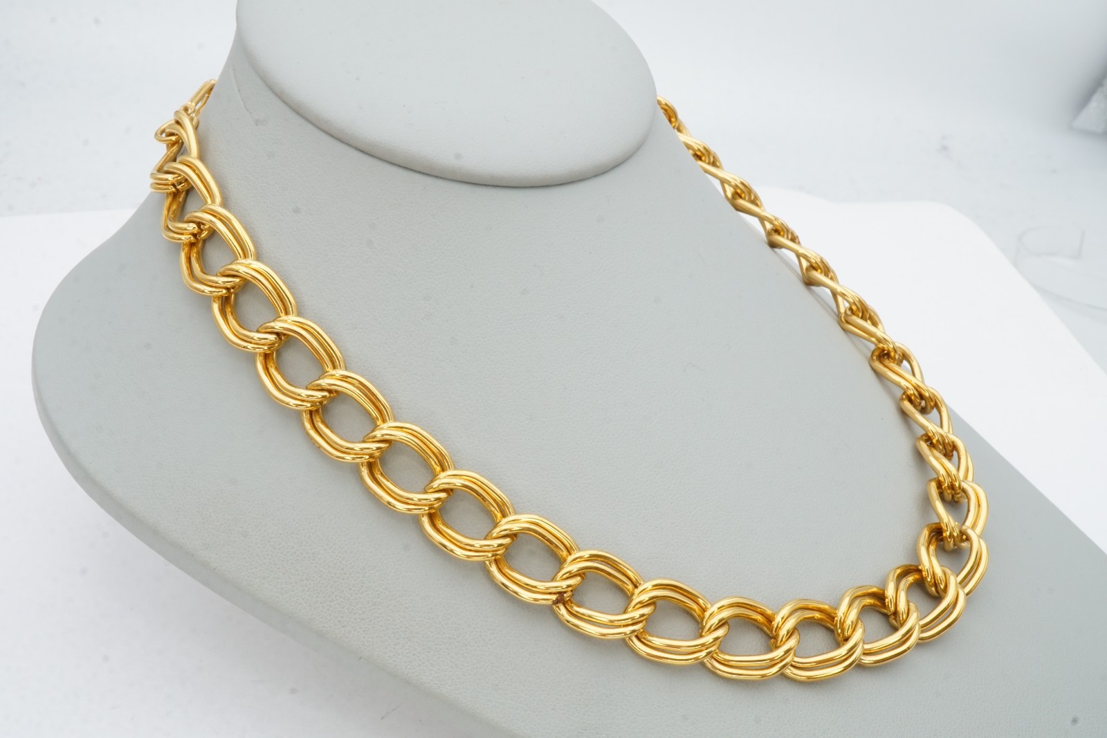 Vintage Necklace Gold Tone Double Link 18″