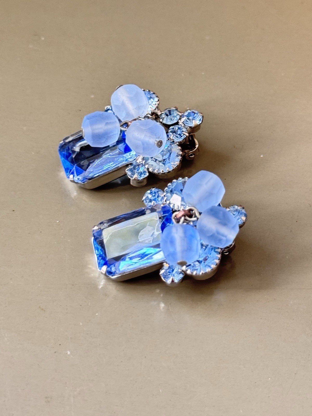 Vintage Verified JULIANA Bracelets, Brooch & Earring Set, Blue Octagon & Beads