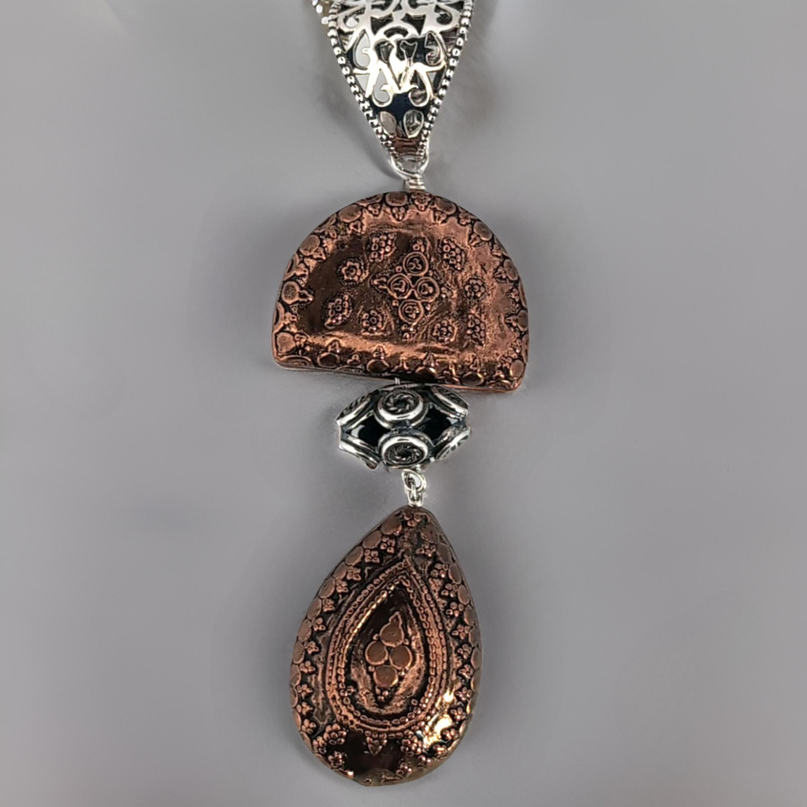 STERLING SILVER & COPPER AKR AMY KAHN RUSSELL BALI DROP PENDANT ENHANCER #8018