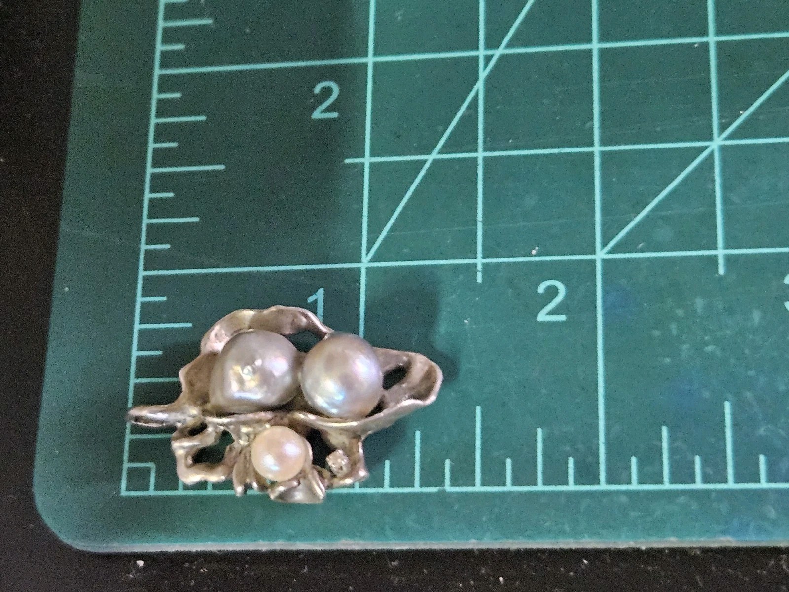 Vintage Artisan Modernist Brutalist Sterling Pearl Pendant