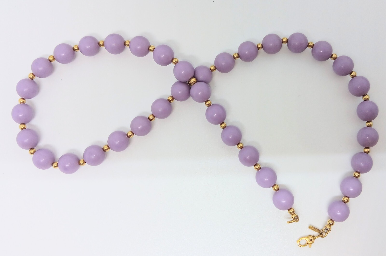 Vintage Monet Lavender Gold Tone Beaded Choker Necklace 18” EUC