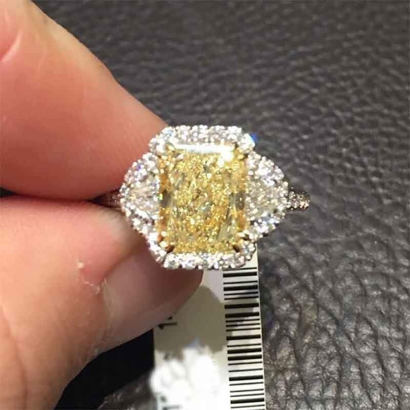Art Deco 4.60Ct Lab-Created Canary Diamond Vintage Style Wedding Ring 925 Silver