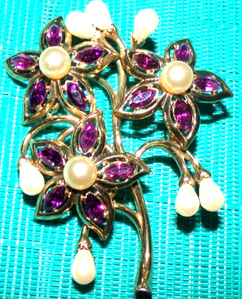 CROWN TRIFARI signed pin WITH JAW DROPPING STONES—HUGE!!