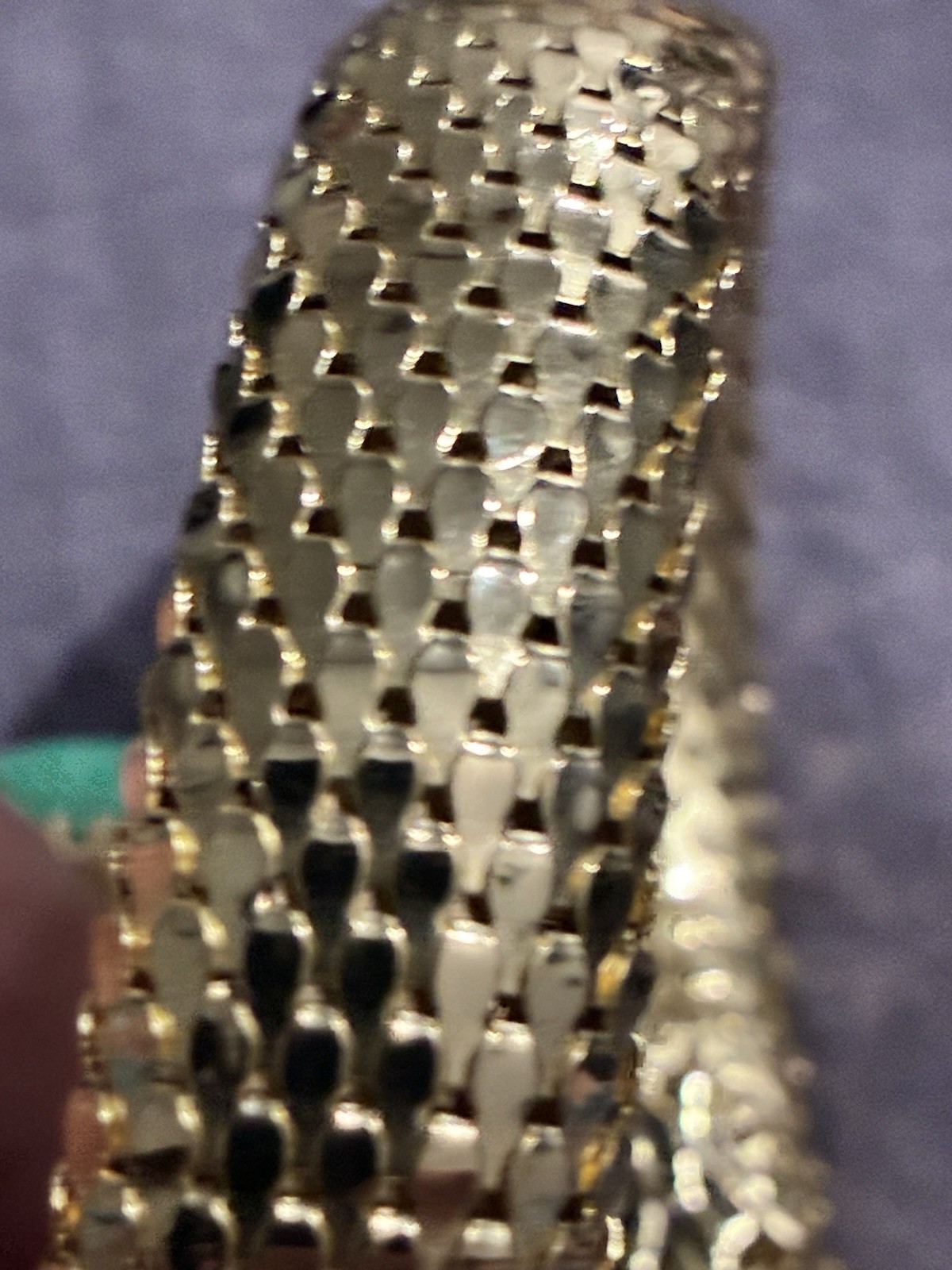 Vintage Whiting & Davis Mesh Snake Wrap Bracelet Green Peking Glass Cabachon