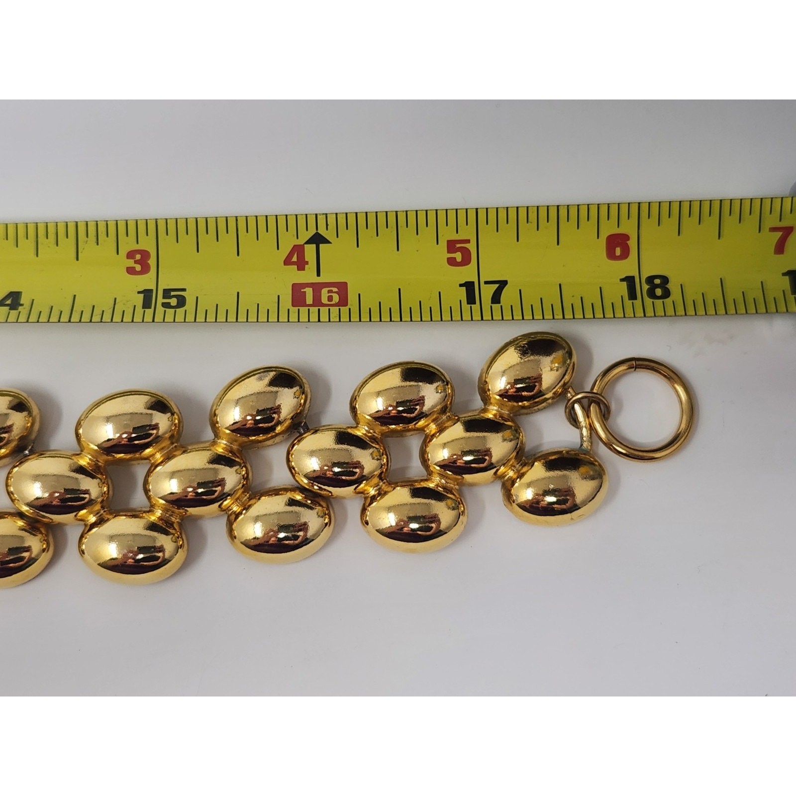 Heavy Panther Link Gold Tone Chunky Necklace Vintage Designer 18″ Toggle Closure