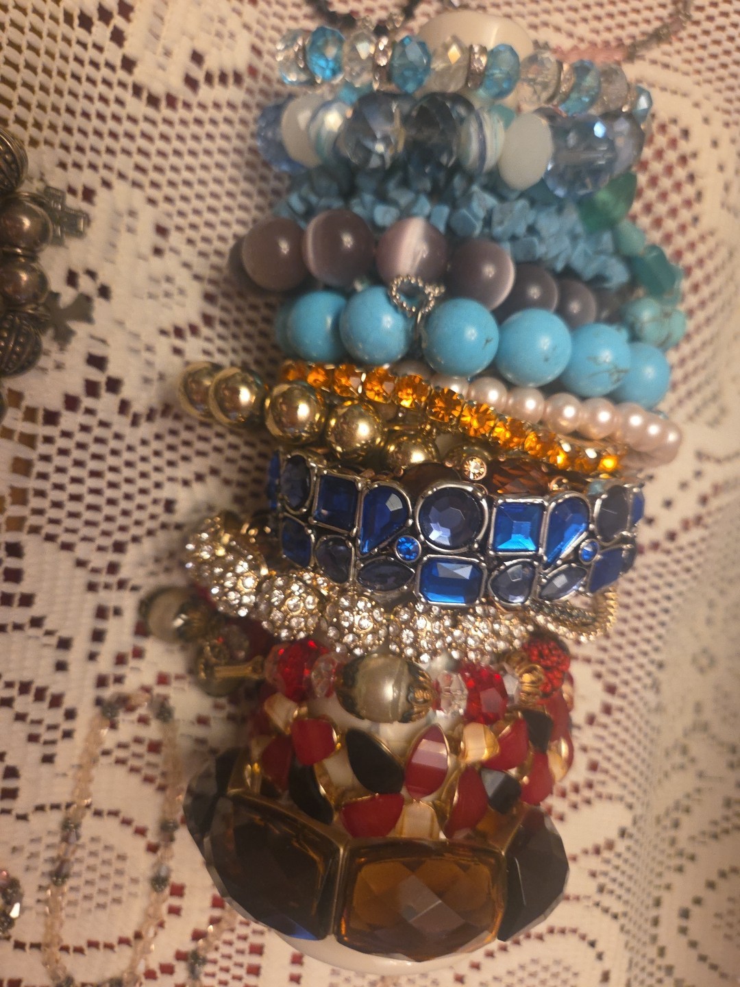 28 Vintage to Now~Costume Jewelry BRACELETS Rhinestone Bead Stretch LOT