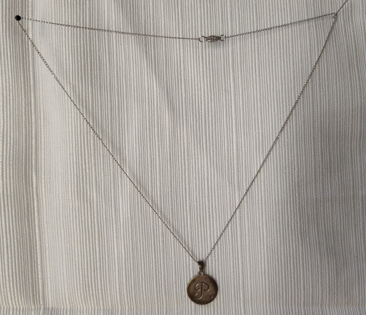NVC Nataliya V Collister Silver 925 Round Letter “P” Pendant On Silver Chain