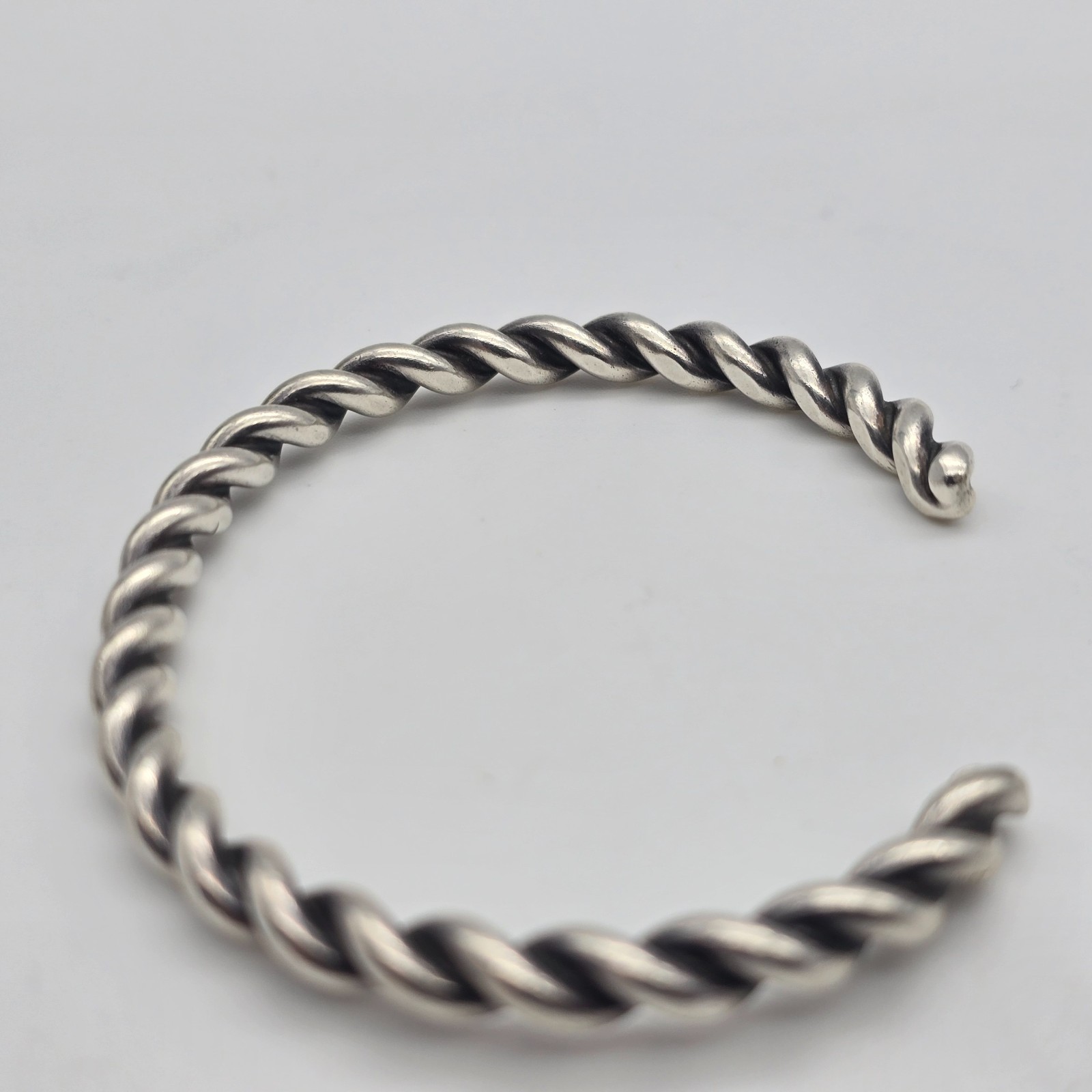 VTG Southwest Twist Wire Cord – 5 mm Sterling Silver Cuff Bangle Bracelet: 6.45″