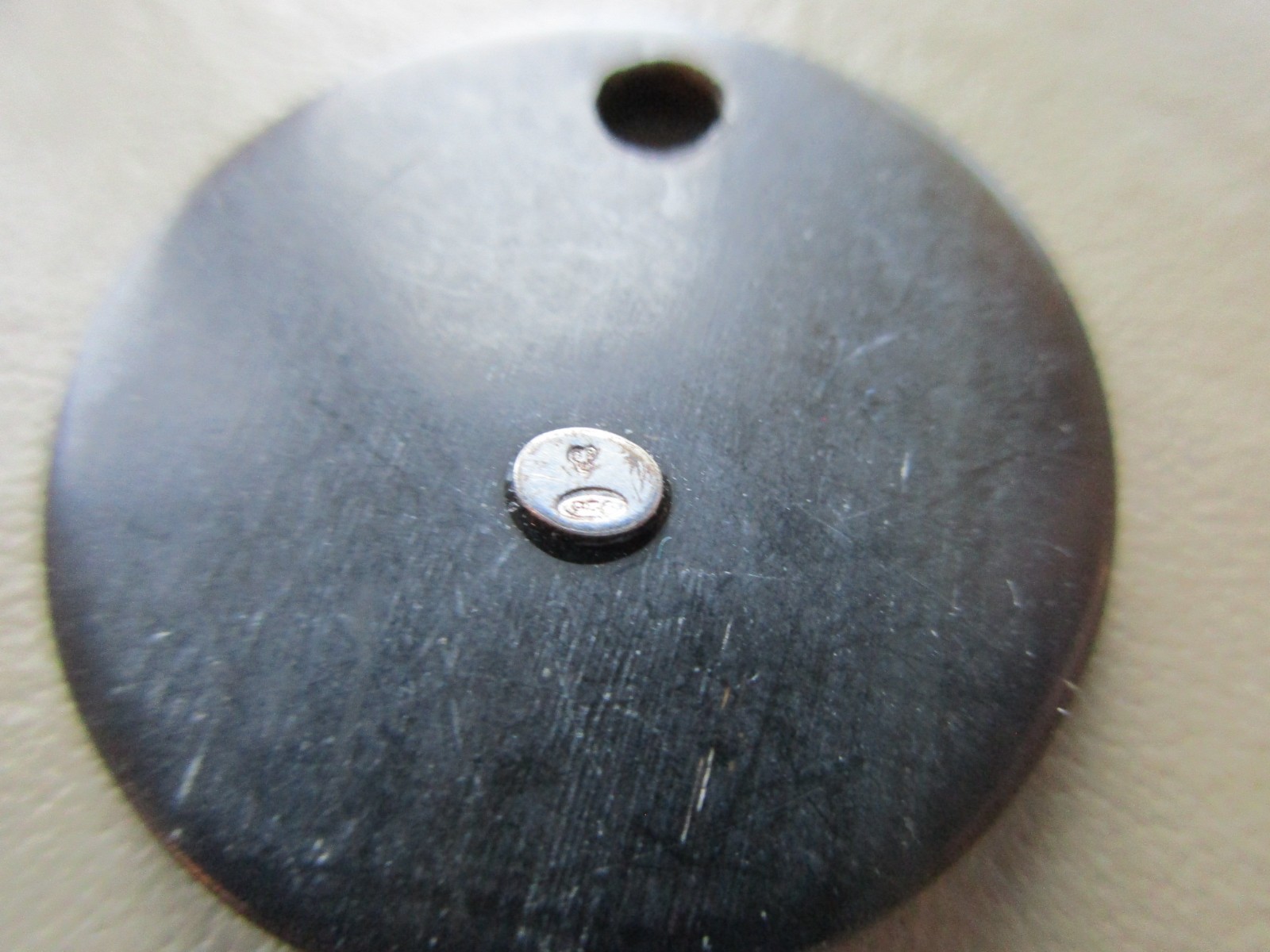 UNUSUAL VINTAGE OLD EARLY HARD PLASTIC 925 STERLING SILVER LOZENGE CHARM PENDANT
