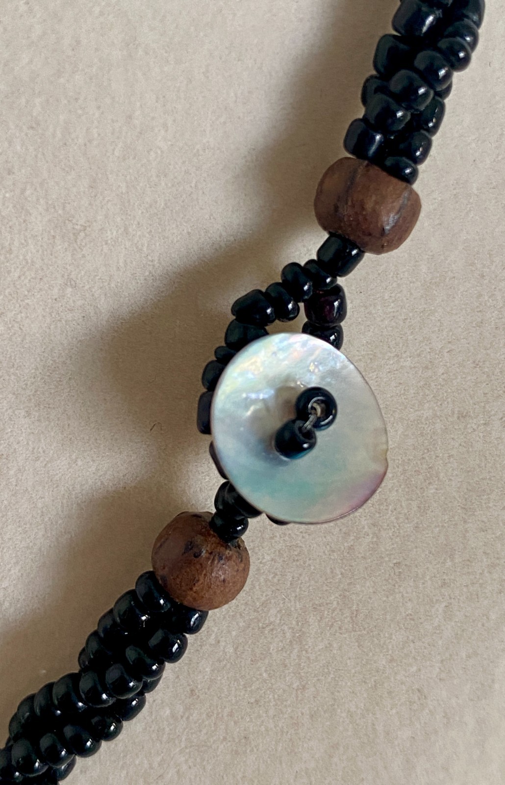 Lot of 3 Vintage Necklace Abalone Shell Picasso Bead Statement Necklaces Artisan