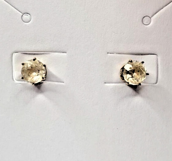 1940s 10K Gold Clear Paste BDA Budlong Docherty & Armstrong Thread Post Earrings