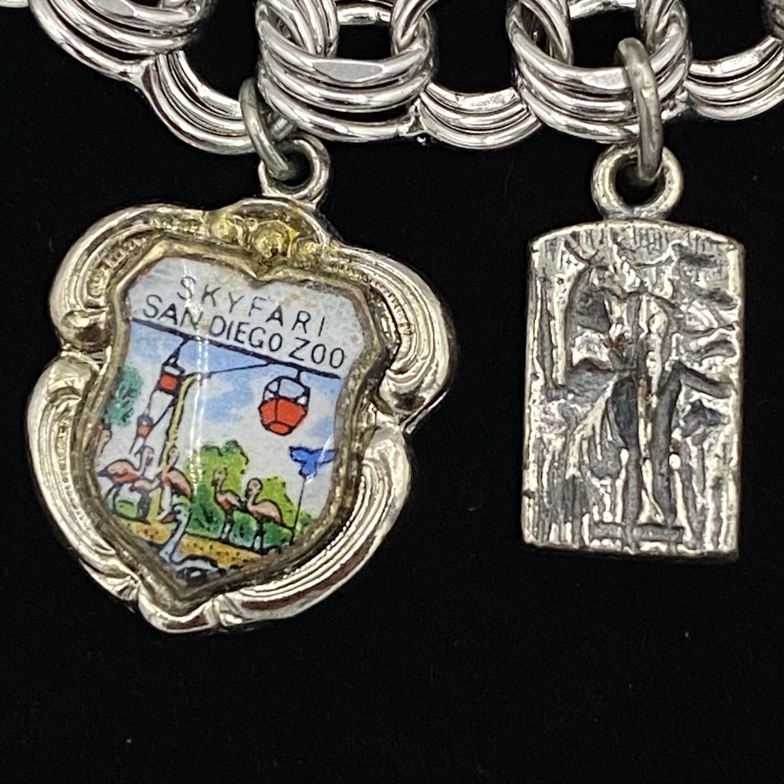 Vintage Estate Sterling Silver Charm Bracelet With 11 Sterling Silver Charms 44g