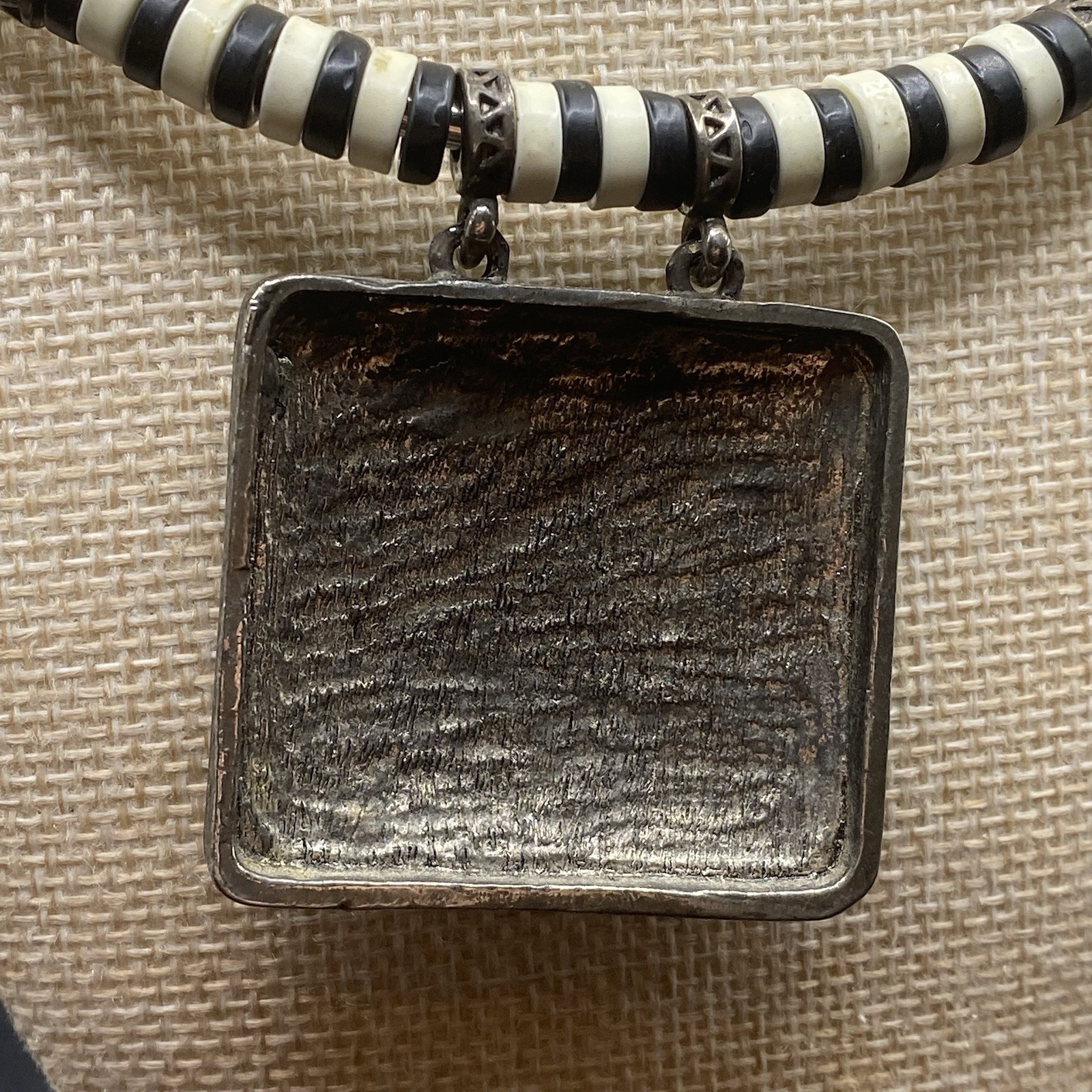 Tribal Zebra Black & White Beaded Safari Pendant Necklace