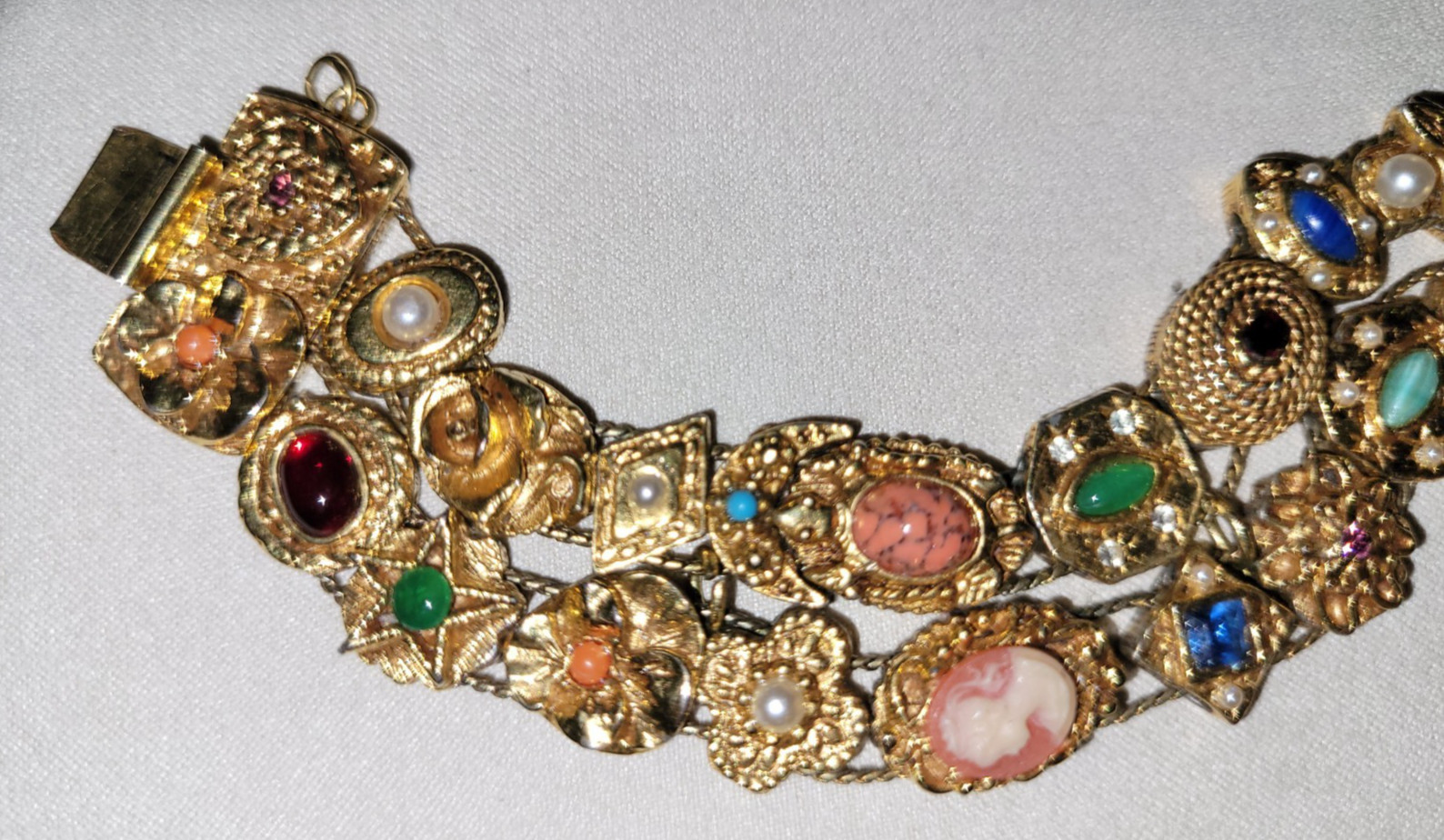 Vintage Goldette Double Row Slide Bracelet Charms