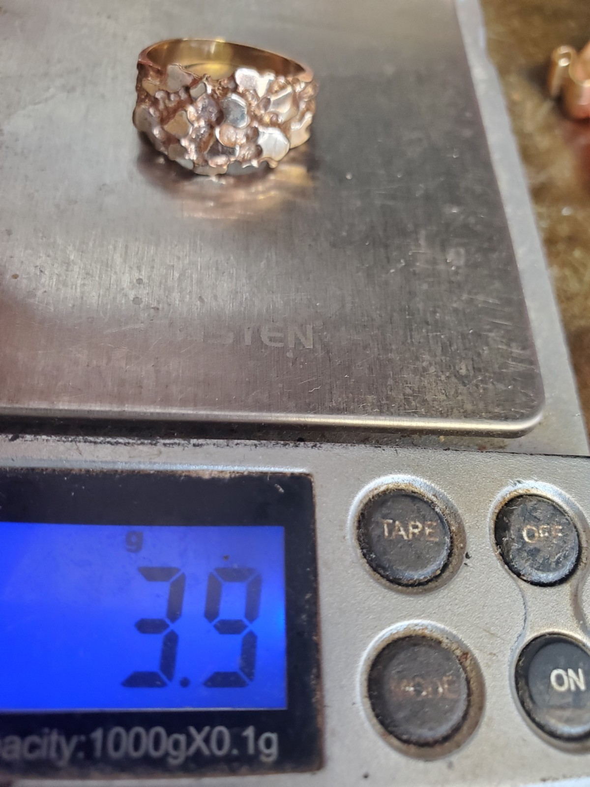 Vintage 14K Gold Plated Nugget Ring Size 6.5