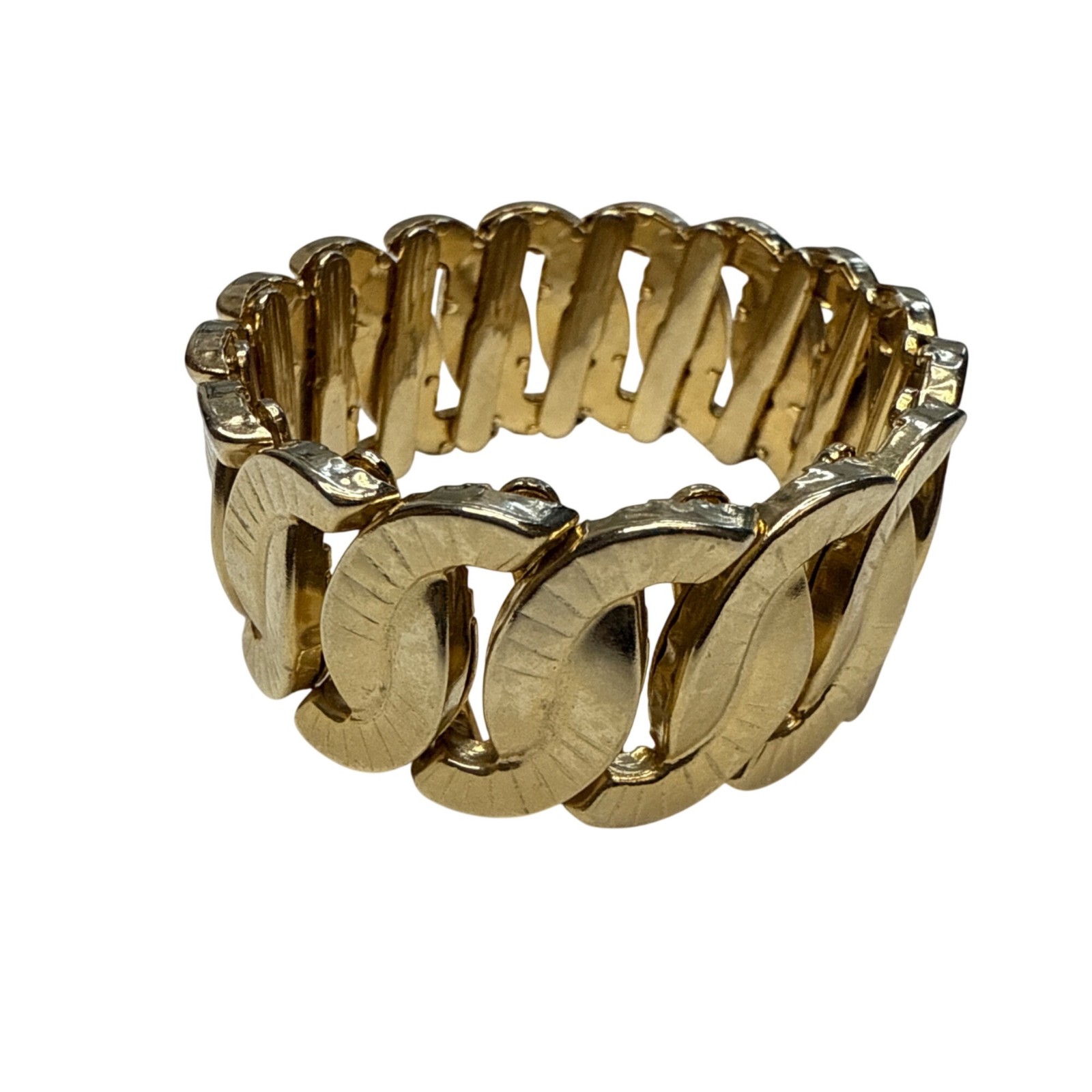 Vintage Gold Tone Expandable Link Bangle Bracelet Stretch Jewelry
