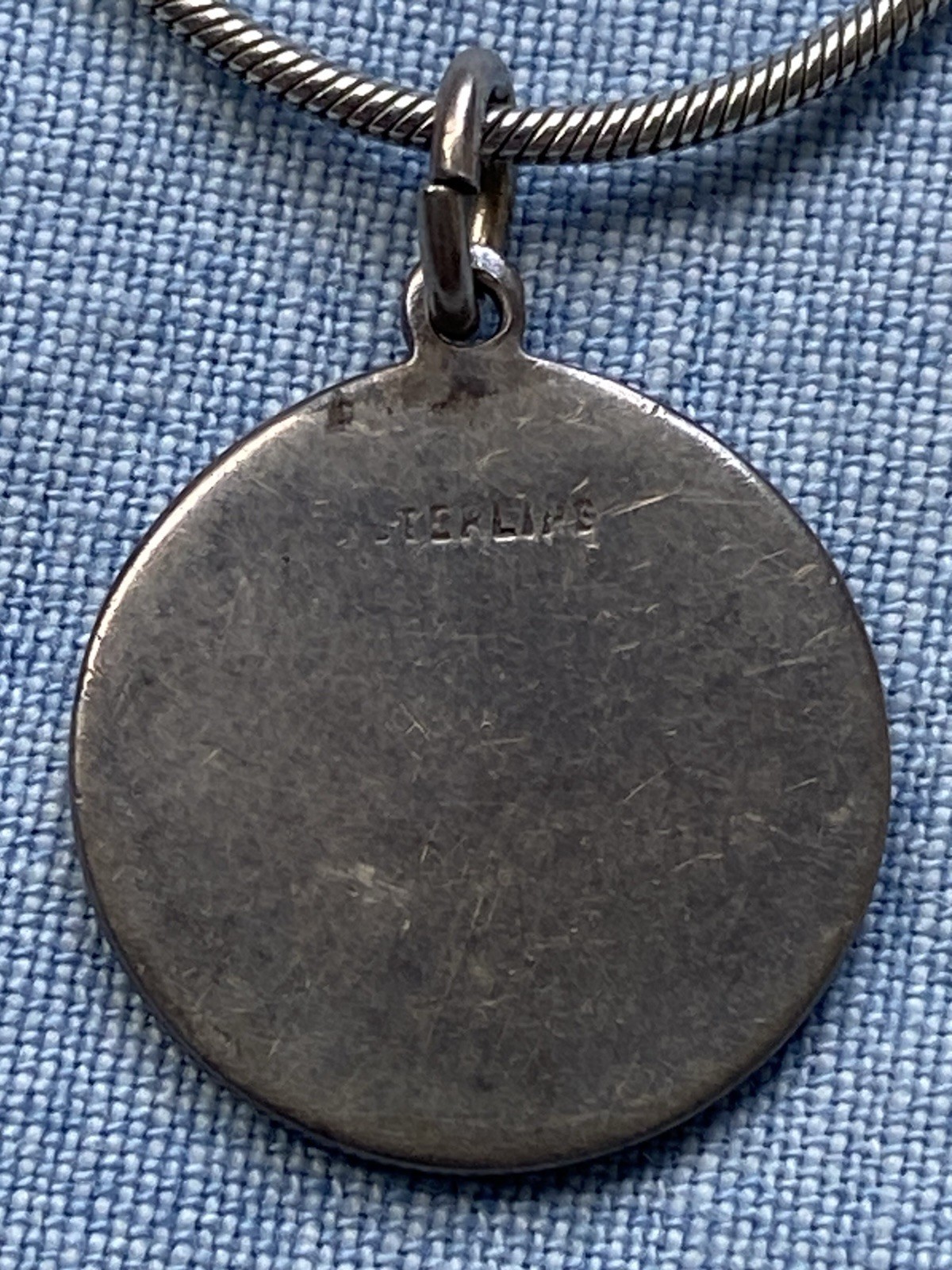 Charles Thomae Vintage Saint Christopher Sterling Silver Enamel Pendant Necklace