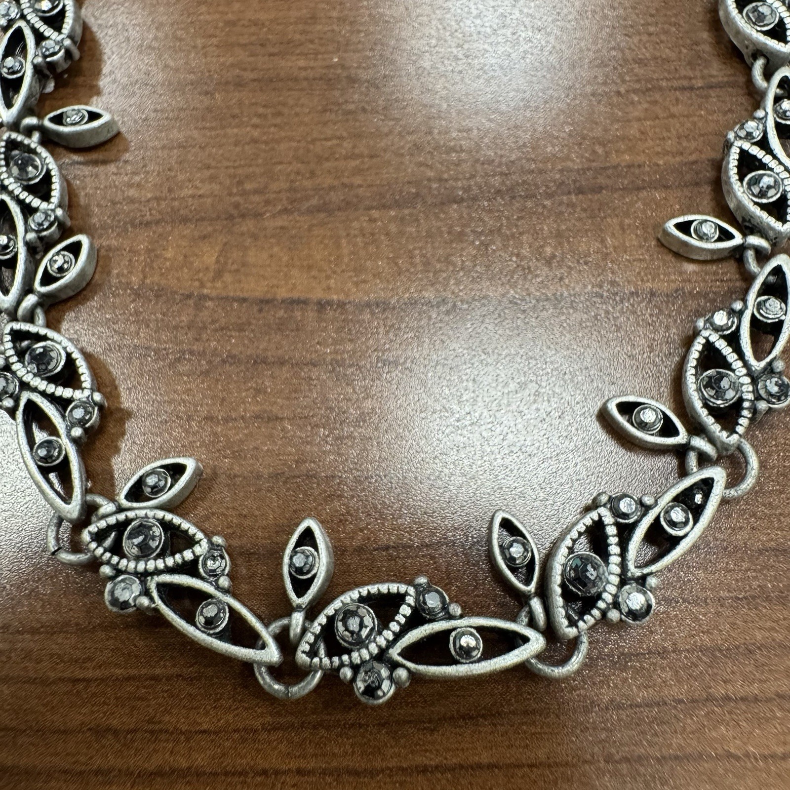 Crown Trifari Necklace Silver Tone With Marcasite 15.5 in – 17.5 in Adjustable