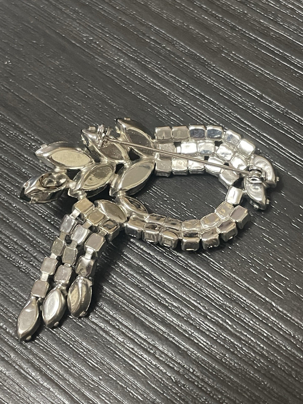 “Blue Lagoon” Style Aurora Borealis Crystal Rhinestone Tassel Brooch Vtg Estate