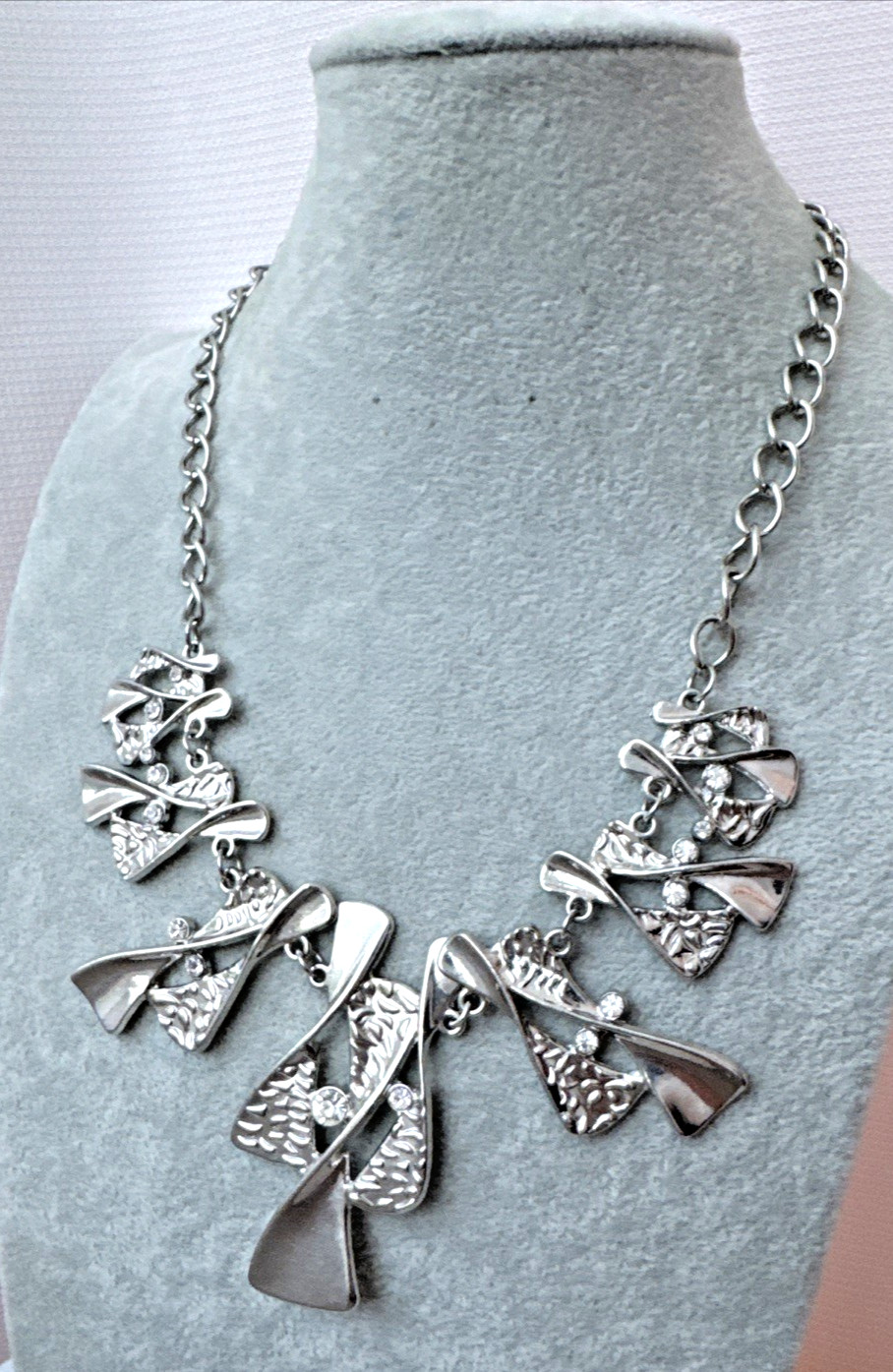 Vintage 1990s y2k Brutalist Textured Metal goth Modernist Necklace boho Unique