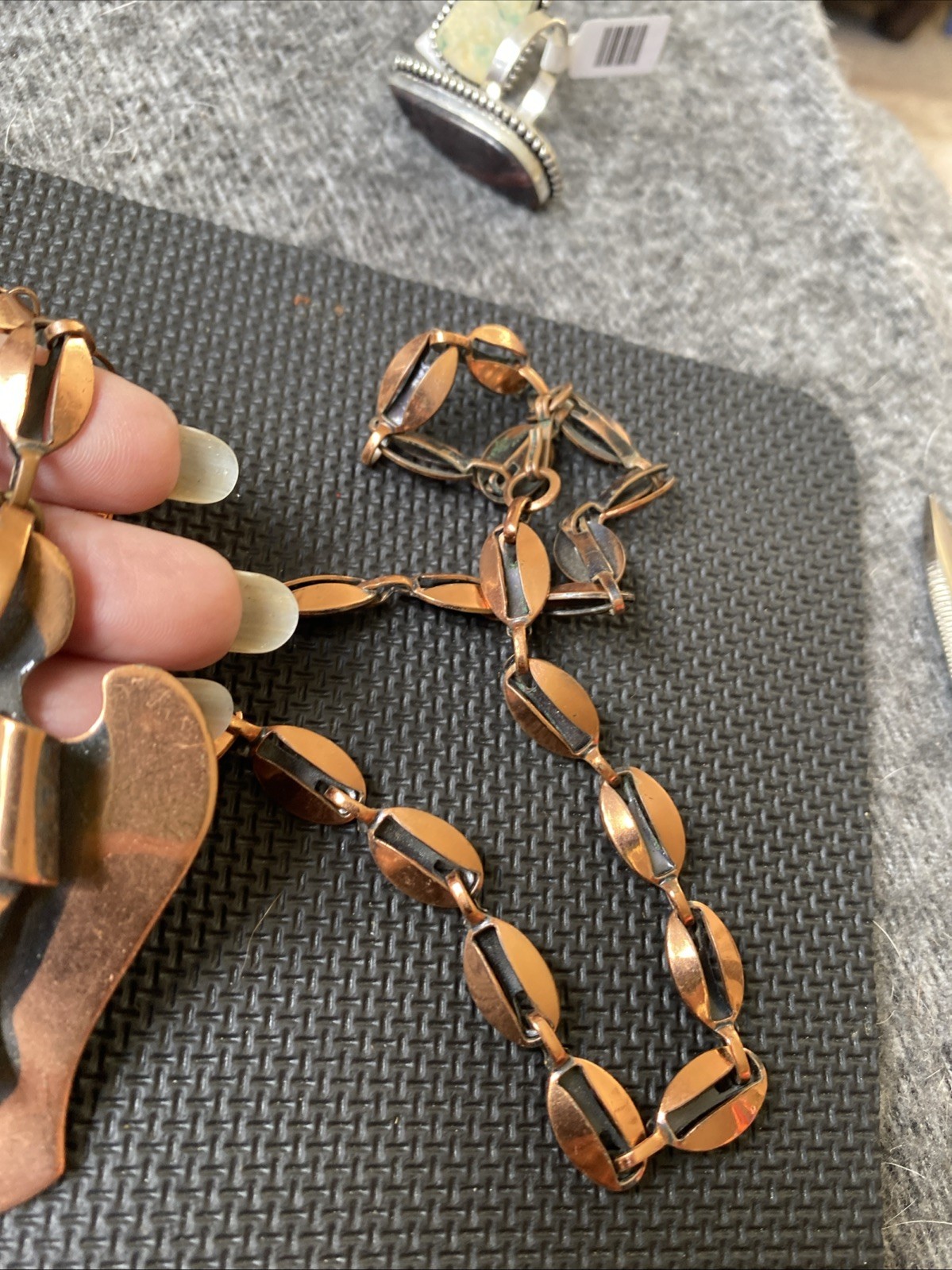 Vintage Modernist OJ Kunley Brutalist Copper Sculpture Hand Made Necklace!