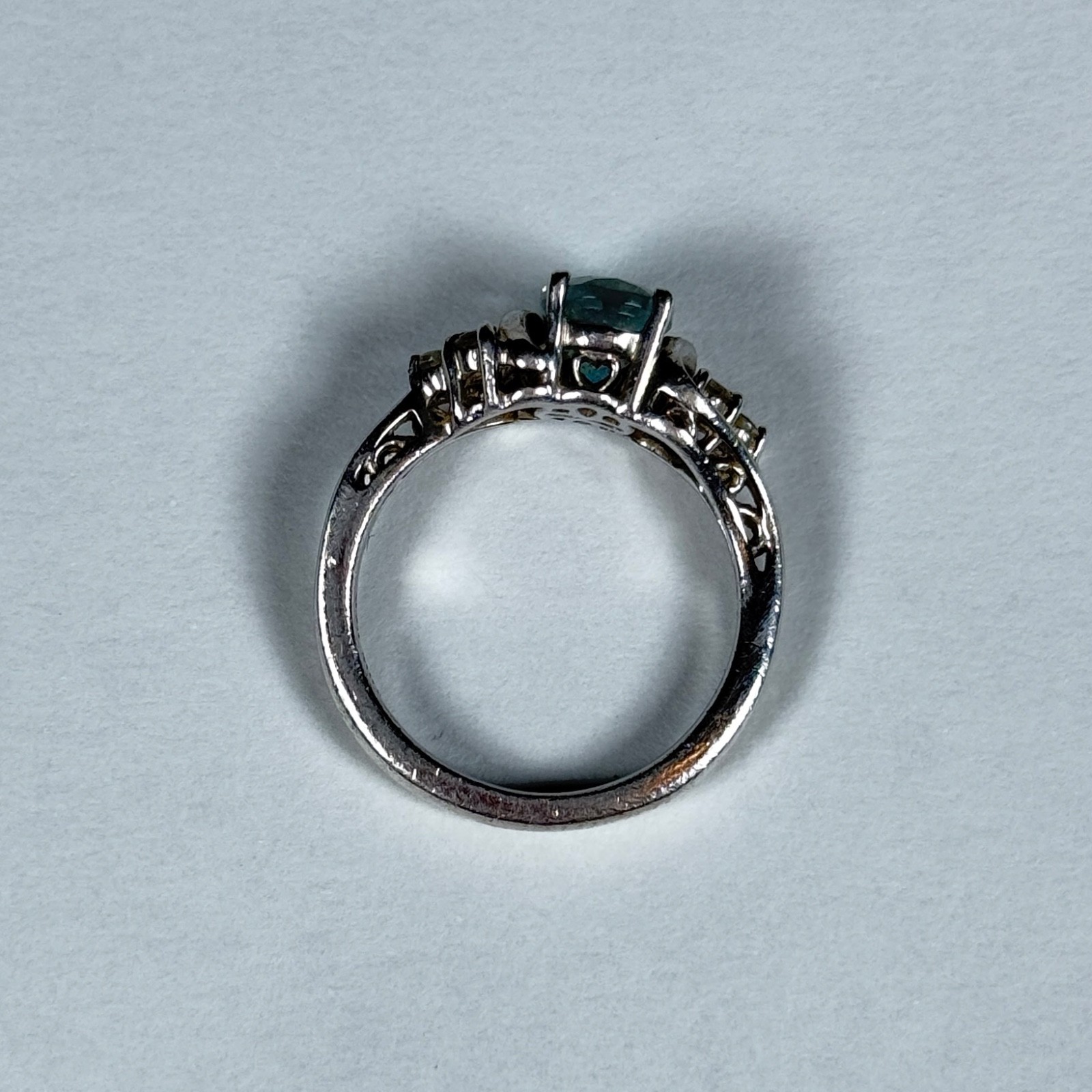 Vintage Sterling Silver 925 Blue Topaz with Clear Topaz Accents 7us Size 3.72g