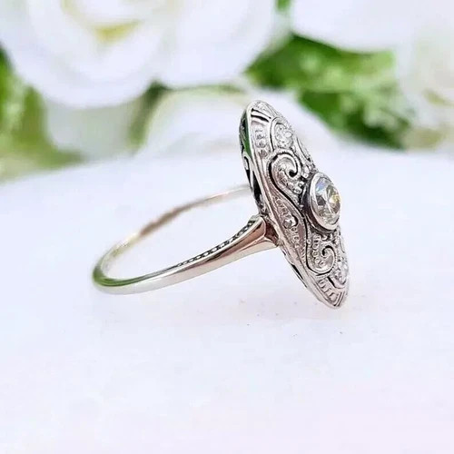 3Ct Art Deco Style Round Cut Lab Created Diamond 925 Silver Engagement Ring