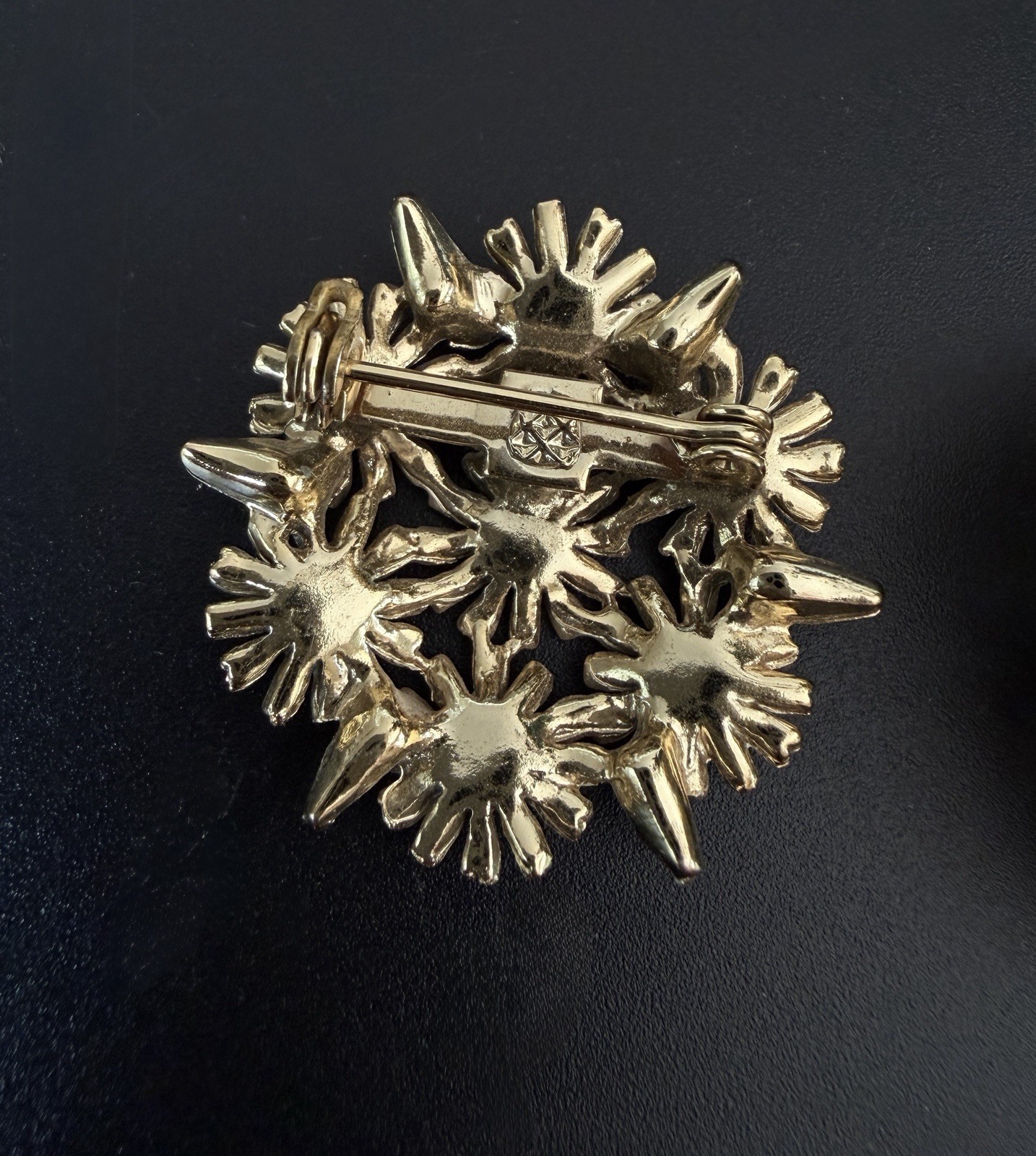 60s Lot 2 Daisy Brooch Mod White Enamel Flower Dome Pin Gold Vintage