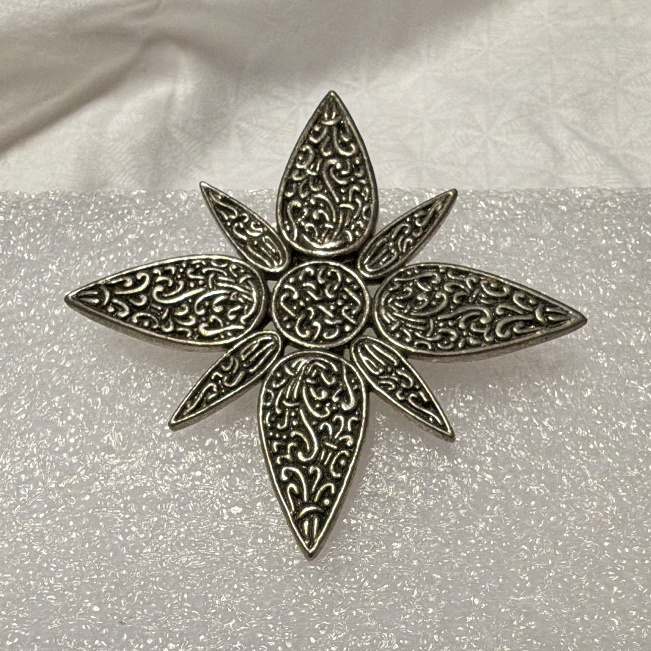 Vintage Signed John Hardy Starburst Bali Star Silver Tone Scarf Dress Clip