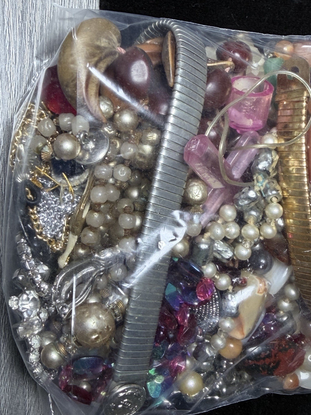 Vintage Mystery Jewelry Lot Boho Tumbled Stone Porcelain Repurpose Craft Upcycle