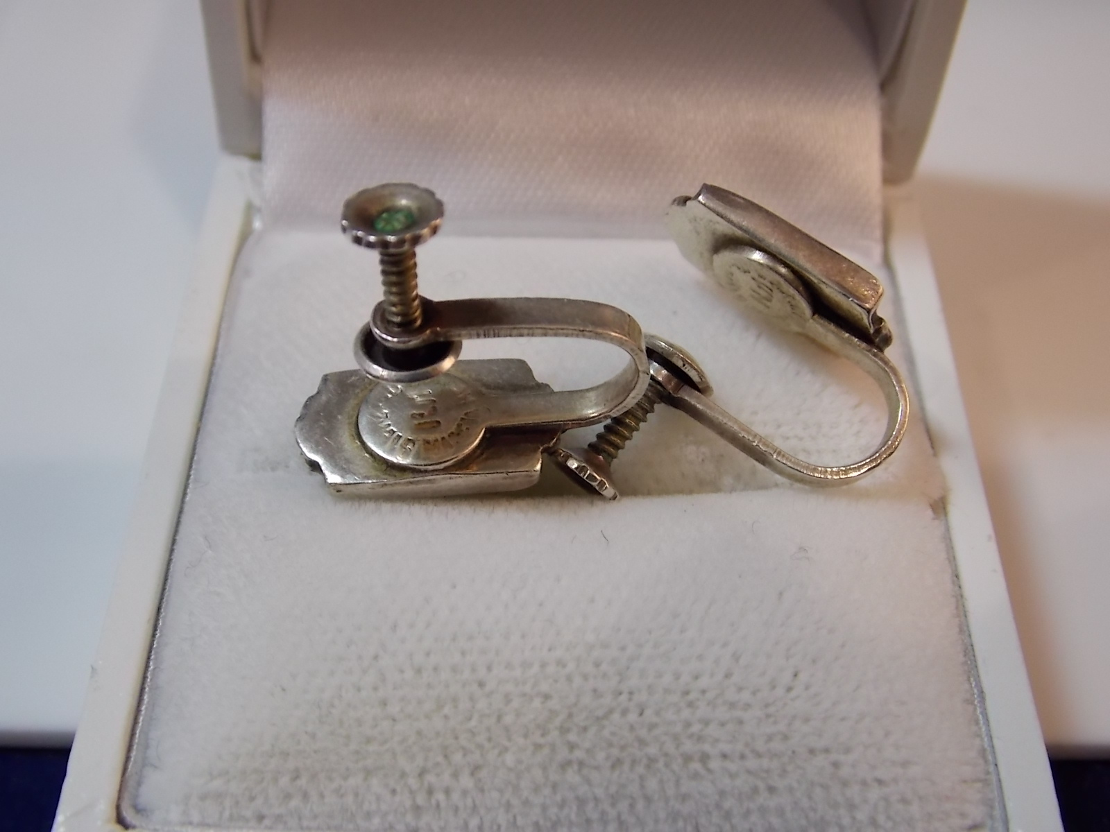 Vintage MEXICO Sterling Silver PAUA Blue Green Abalone Shell Screw Earrings 5d96