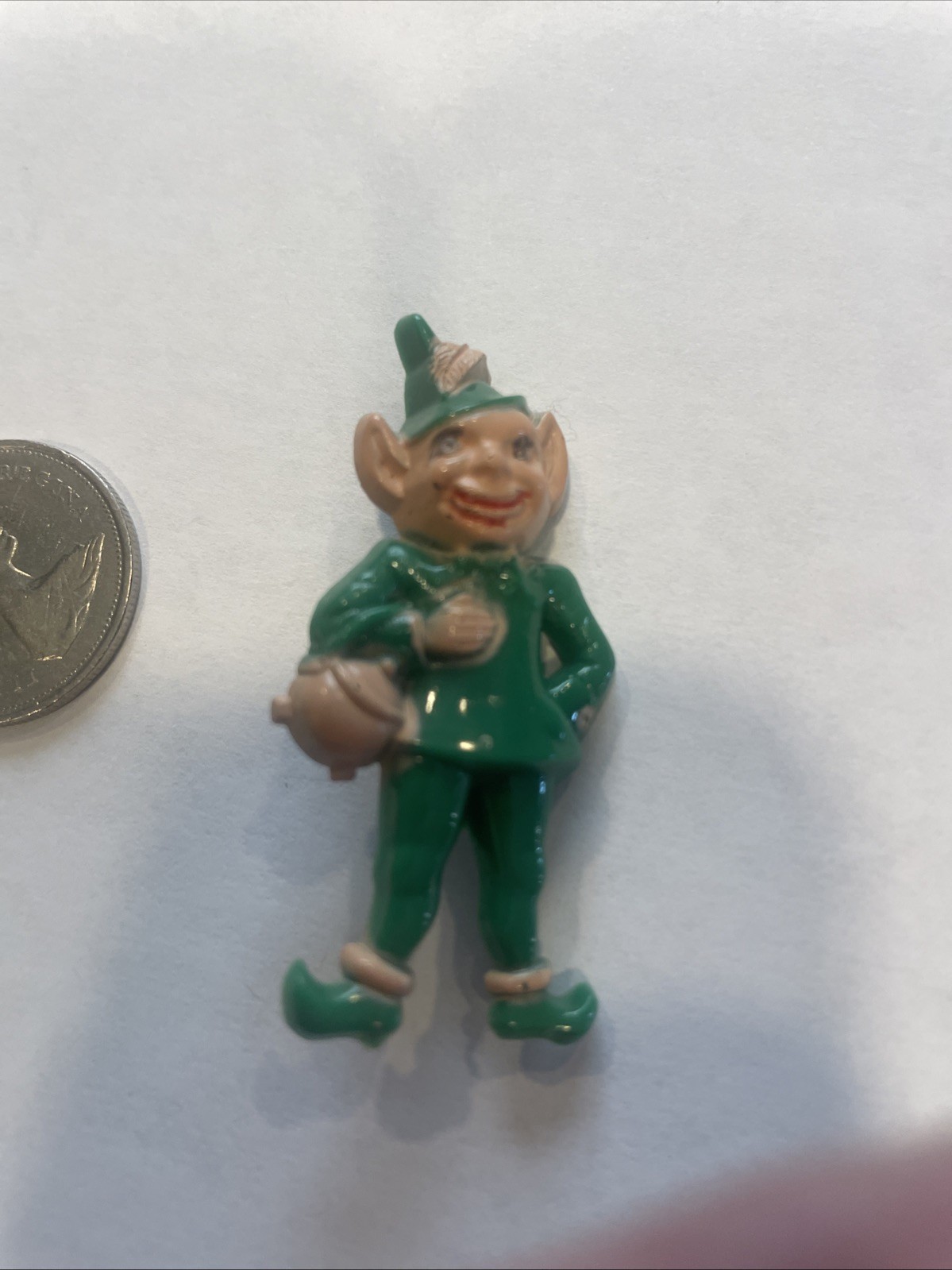 VINTAGE LEPRECHAUN Pixie ST. PADDY’S DAY Plastic Pin