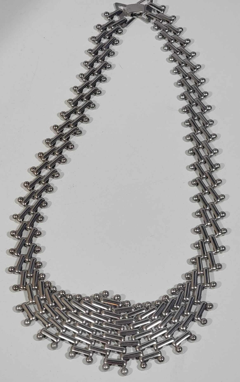 Vintage 1980’s Silver Toned Bib Choker Expanding Mesh Necklace