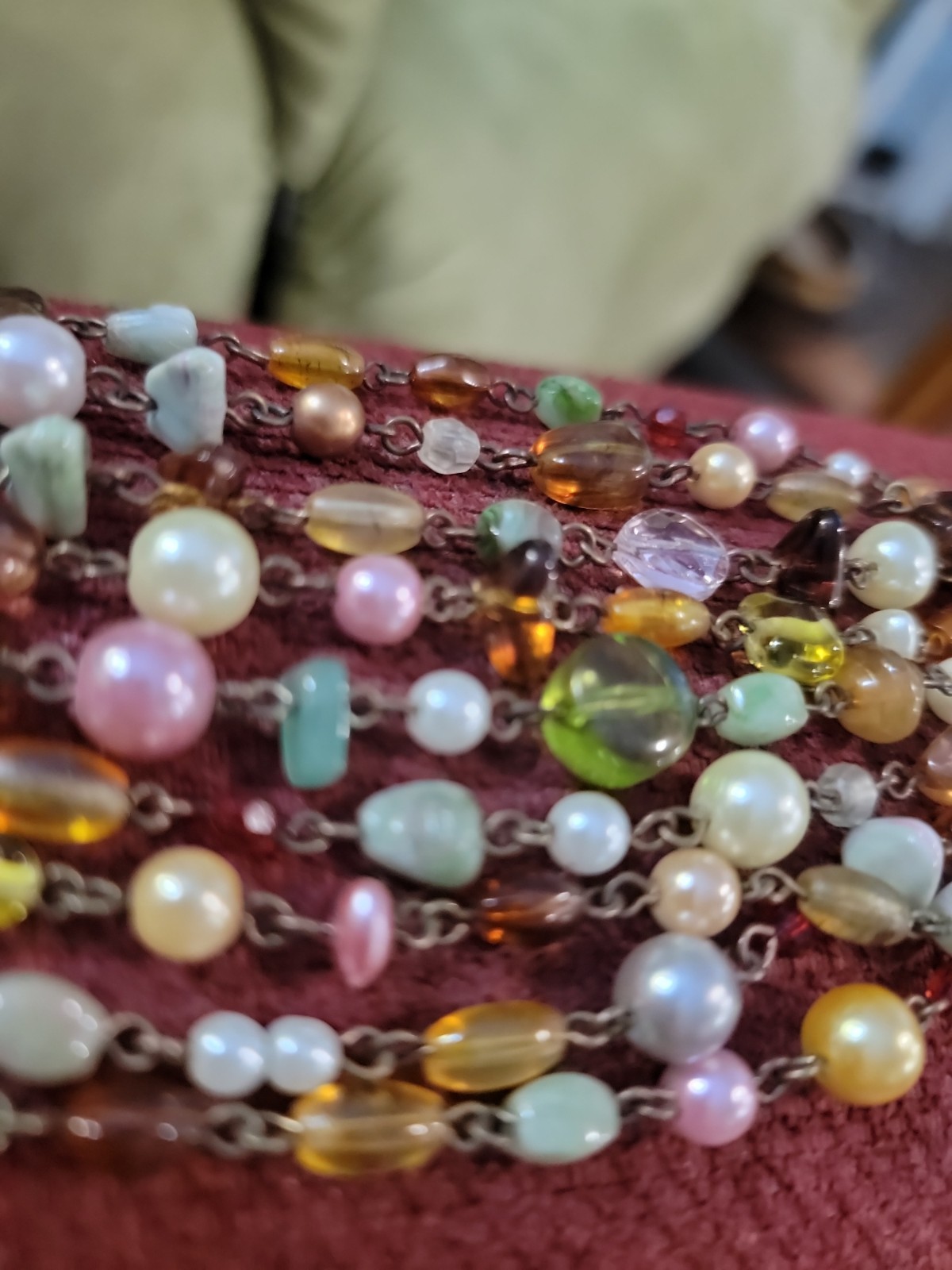 9 Strand Faux Pearl & Bead Wrap, Non-Stretch Bracelet Multi Stone Multi Color