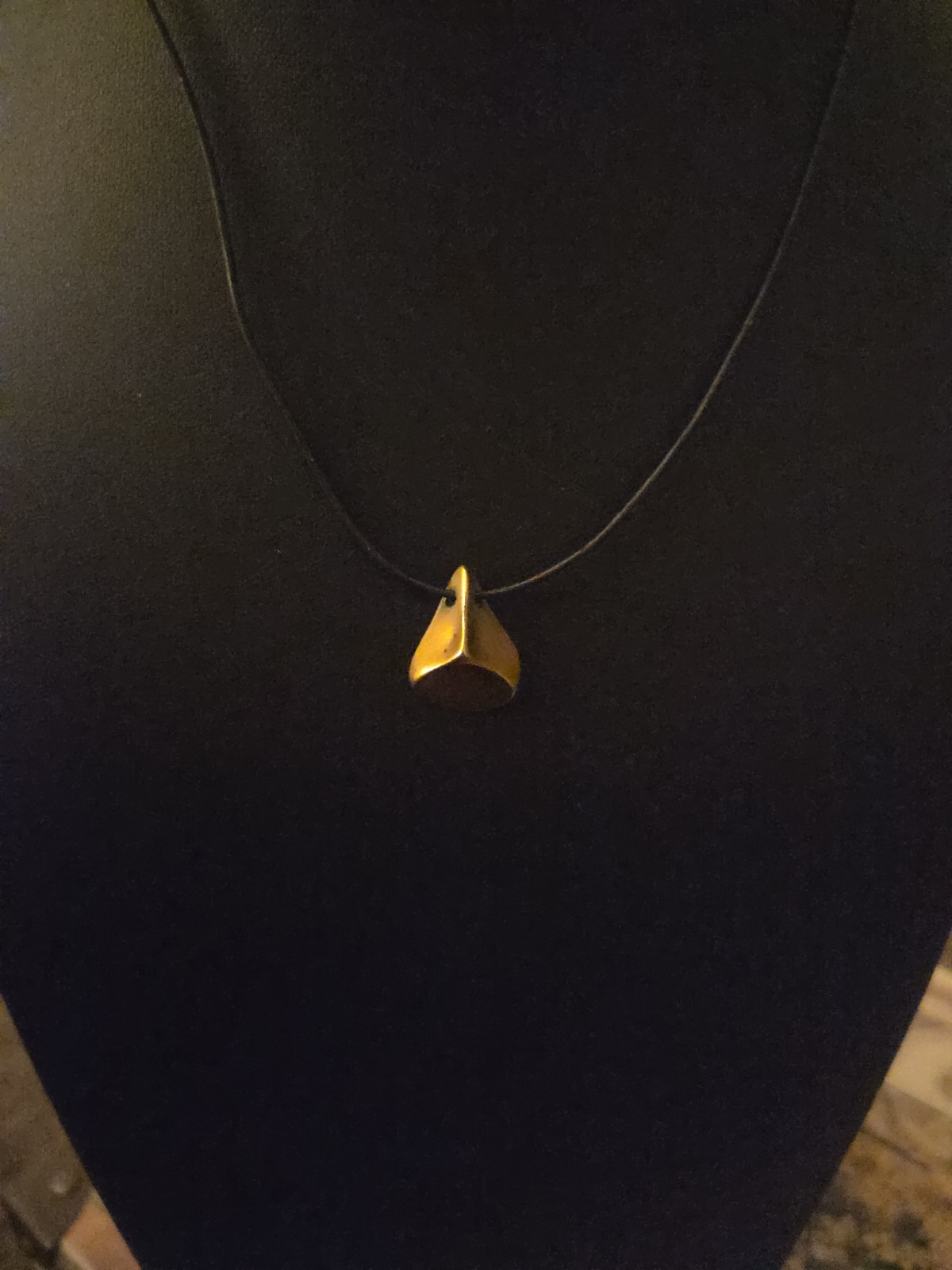 Vintage Maxine Denker NWT Minimalist Geometric Gold Pendant Cord Necklace…