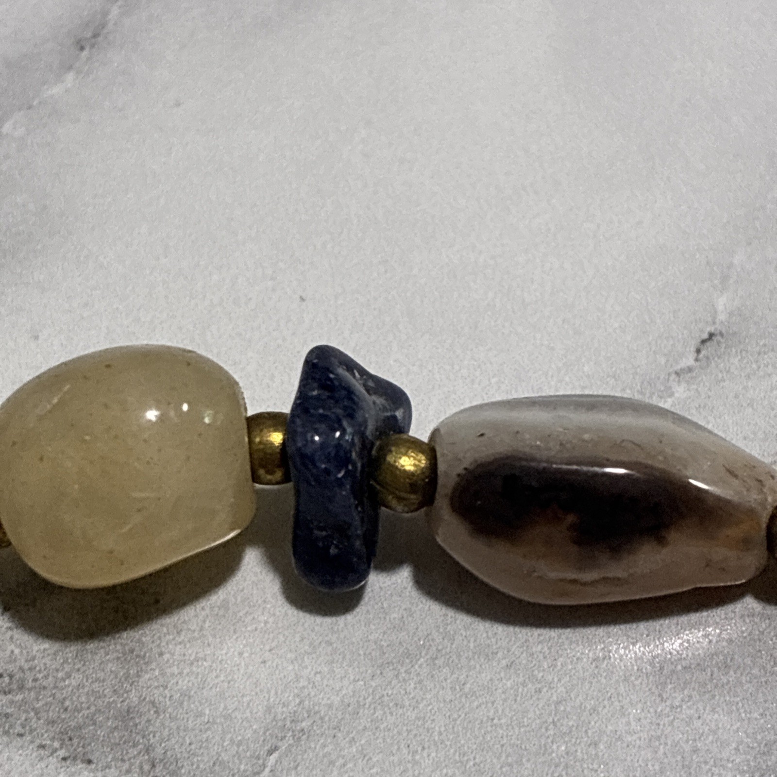Estate Vtg. Semi Precious Stones, Different Sizes, Shapes, Colors Barrel Clasp ￼