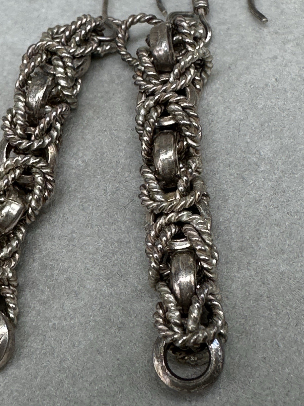 Vintage Rope Chain Dangle Earrings 925 Sterling Silver Jewelry