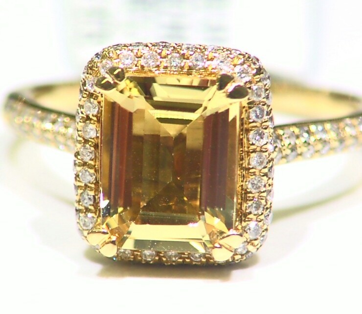 2.37CT 14K Solid Gold Natural Beryl White Diamond Vintage Engagement Ring Halo